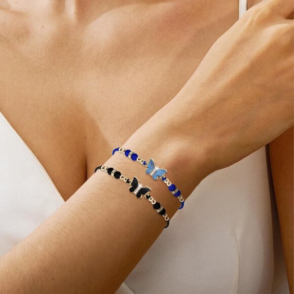 Vibrant Adjustable Butterfly Bracelets - 10-Piece Rhinestone Set for All Ages - Picture 6 of 7